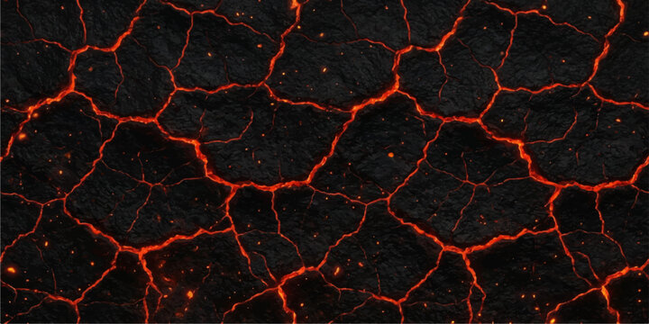 Cracked Lava Texture: A close-up view of cracked, molten lava surface, showcasing the intense heat and fiery texture of the earth's core.