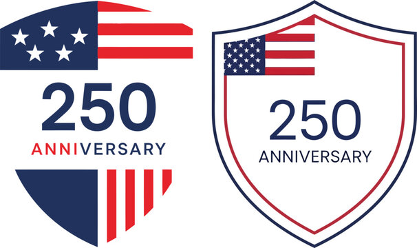 Us 250 anniversary shield and flag vector design
