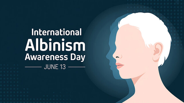 International albinism awareness day illustration with person and date june 13