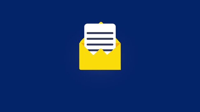 Minimalist Mail Icon Opening and Closing Animation..Animated Envelope Line Icon with Message Counter Badge on Isolated Background
