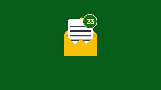 Receiving a lot of emails concept animation. with group of paper plane flying into an envelope mail with notification counter indicating multiple new messages