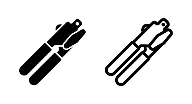 Nutcracker tool icon in solid and outline style. Kitchen utensil, nuts, and household tool symbol.