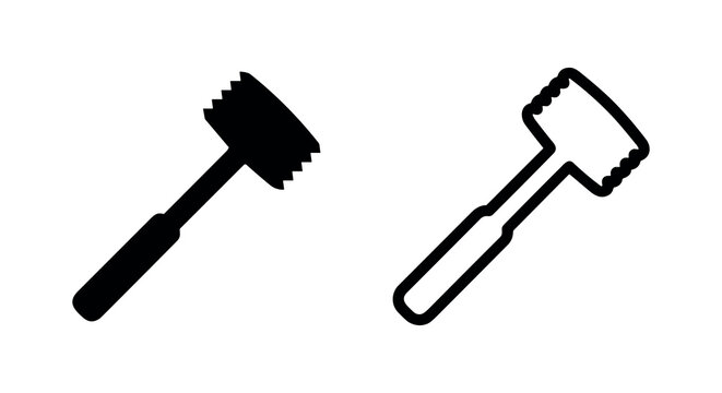 Meat tenderizer icon in solid and outline style. Kitchen tool, cooking, and food preparation symbol.