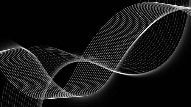 Abstract wave lines on dark gradient background animation, flowing dotted and solid lines creating dynamic modern tech look