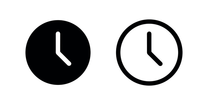 Clock and time icon set. Schedule, deadline, and planning symbol.
