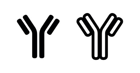 Fototapeta premium Antibody Immunoglobulin Icon Set: Solid and Outline Symbols for Immune System and Medical Research