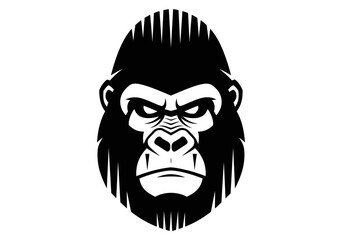 Powerful silverback gorilla head mascot vector on white background © Asri