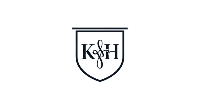 Professional heraldic monogram logo featuring letters K and H