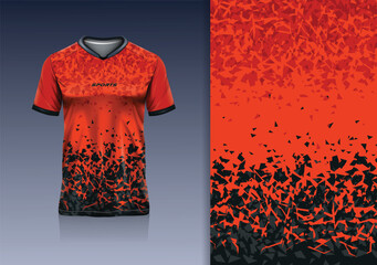 T-shirt mockup abstract sherd fraction rustic grunge jersey design for football, soccer, racing, esports, running, in black orange color © Nimpuna O