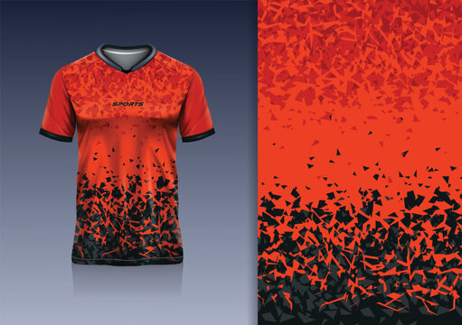 T-shirt mockup abstract sherd fraction rustic grunge jersey design for football, soccer, racing, esports, running, in black orange color