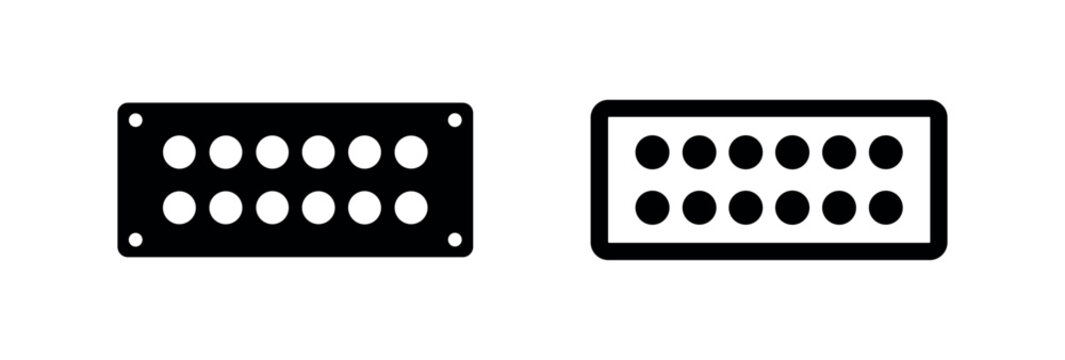Electronic Connector Block or Terminal Board Icon Set