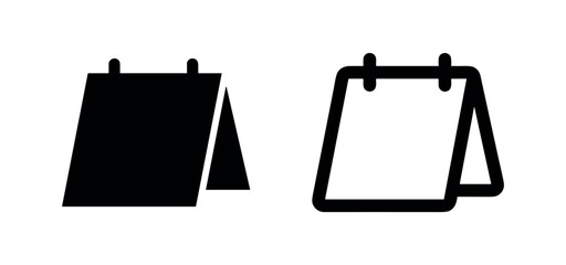 Desk calendar or tent card icon set in solid and outline styles © liubomir118809