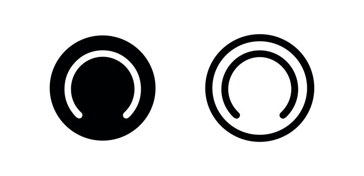 Abstract Circular Ring or Donut Shape Icon in Solid and Outline Styles