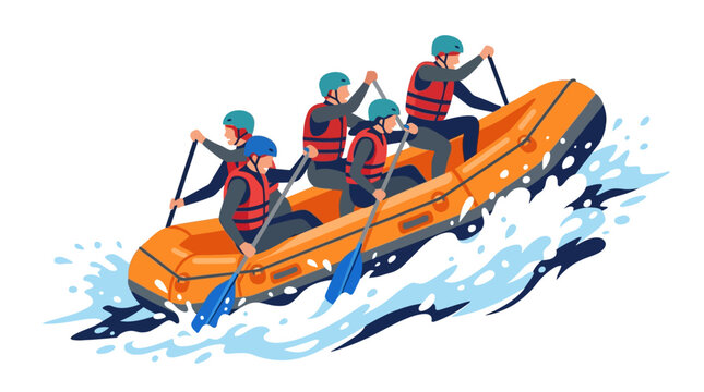 Team Rafting Adventure in Rushing White Water Rapids