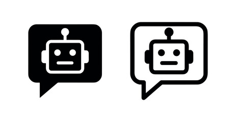 Chatbot icon silhouette and outline, vector illustration on white background © liubomir118809