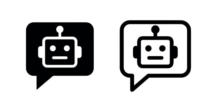 Chatbot icon silhouette and outline, vector illustration on white background
