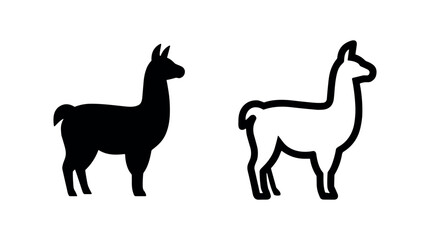 Fototapeta premium Simple llama icons for South American animals, livestock, and nature concepts.