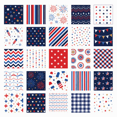Fototapeta premium Vibrant USA Independence Day celebration vector patterns for festive designs