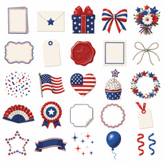 Obraz premium USA Independence Day festive icons and symbols for kids on celebration