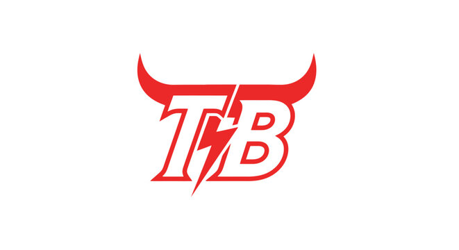 Red TB mascot logo with bull horns and lightning bolt