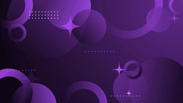 Abstract geometric background with overlapping circles animation, rings and starbursts on dark gradient backdrop