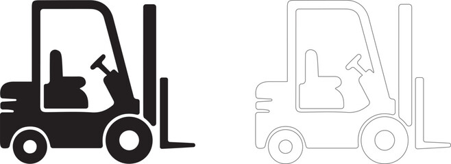 Forklift truck vector icon, warehouse cargo lifter symbol, pallet handling and smart logistics vehicle. © PicMag