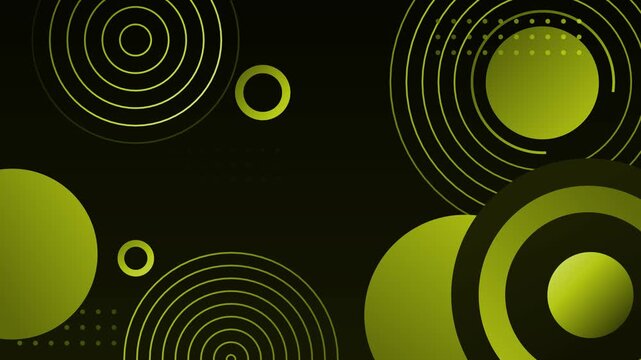 Abstract background with concentric circles and gradient spheres animation