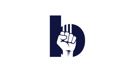 Lowercase letter b logo with a raised power fist © klx