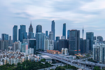 Obraz premium Guangzhou Skyline with Canton Tower and Elevated Highway