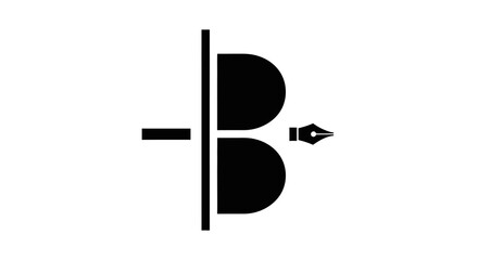 Minimalist black letter B logo with pen nib icon © joko