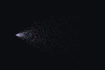 Swirling nebula of pink, cyan, and white particles on black background, dots cosmic © Solaiman77