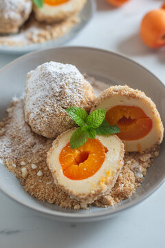 Austrian and czech sweet dessert apricot dumplings