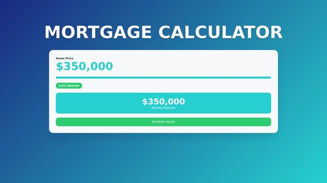 Mortgage calculator interface showing loan amount of $350,000  