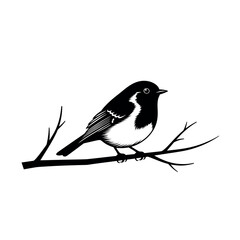 Black and white bird perched on a branch. © Dira