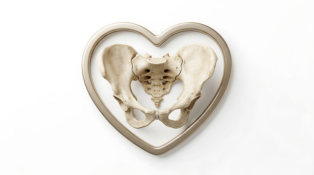 Human pelvis bone heart shaped frame