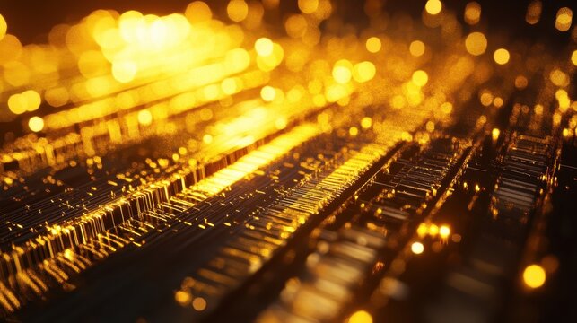 Gleaming Gold Bars and Abstract Patterns Representing Financial Markets and Investment