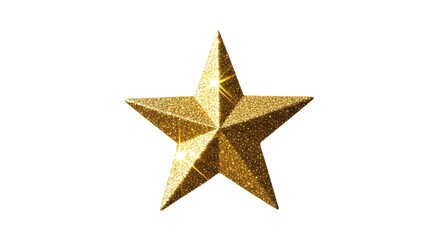 Obraz premium Golden Glitter Star Decoration Isolated on White Background