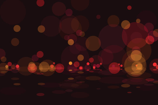 Abstract bokeh lights, red, orange, and brown circles on dark background