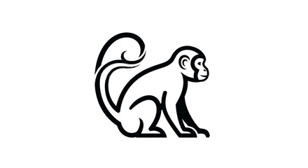 Stylized black and white monkey silhouette on white background © Tamyisgank