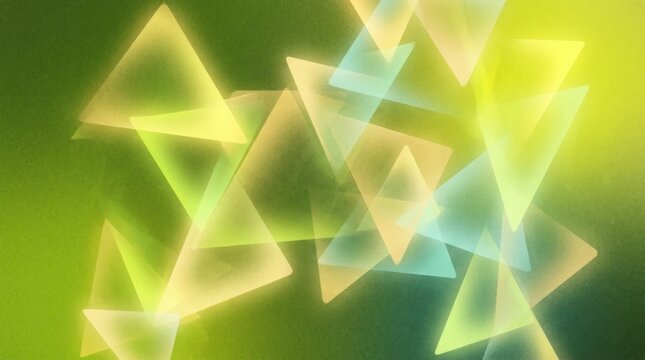 A green and yellow abstract background with triangular shapes.