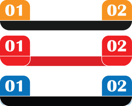 Set of three colorful infographic elements with numbered tags