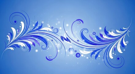 Naklejka premium A blue and white floral design on a blue background with a subtle gradient.