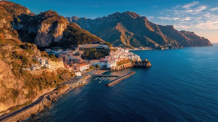 Fototapeta premium Colorful Cliffside Village on the Amalfi Coast of Italy