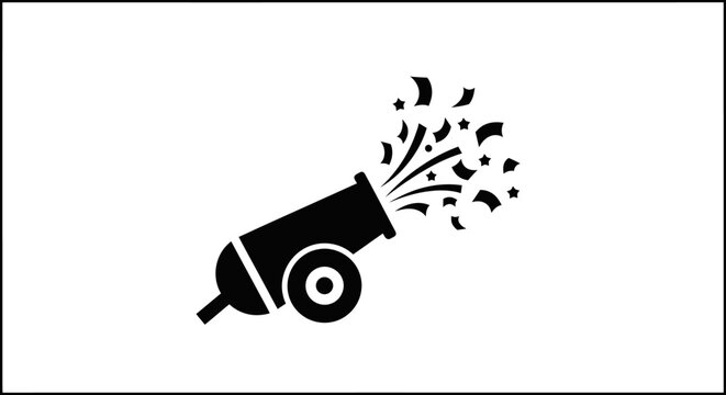 4th July, Independence day of America. Black, vector mortar, cannon, explosive icon, symbol, illustration Vector