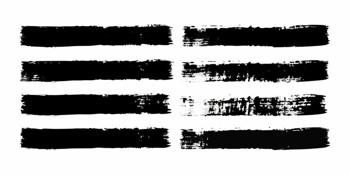 Black Brush Strokes Collection On White Background Textured Paint Swatches