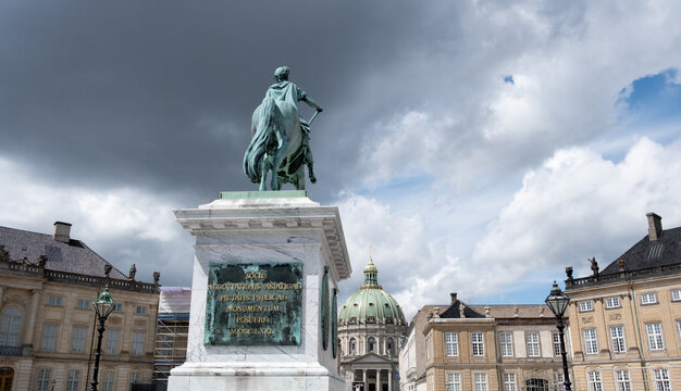 Equestrian Statue at Amalienborg Palace Square Copenhagen Denmark
