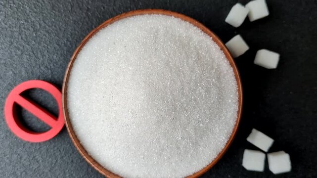 Sweet white sugar as a source of glucose. White sugar as a food background for your design