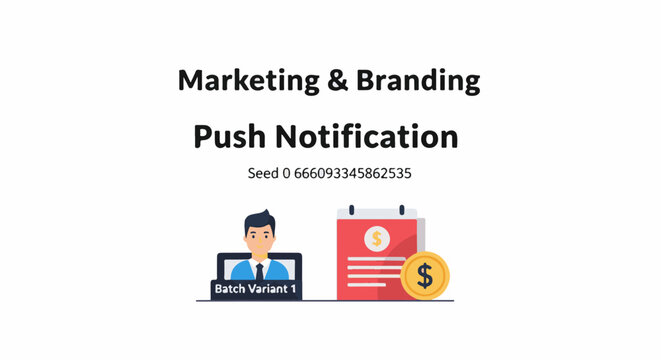 A graphic illustration depicting marketing and branding with a push notification