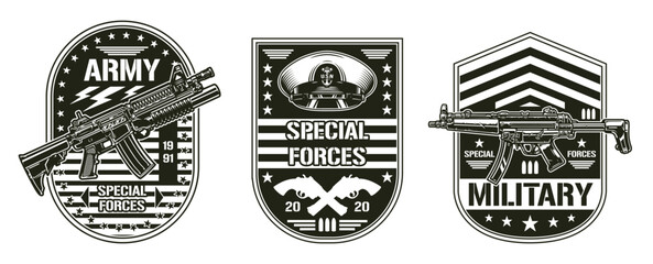 Obraz premium Military logos and badges