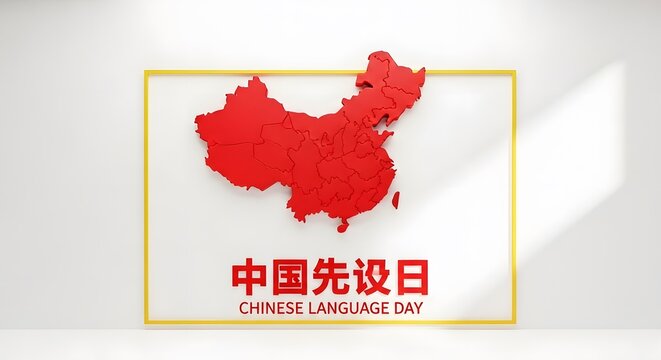 Chinese language day celebration with 3d china map